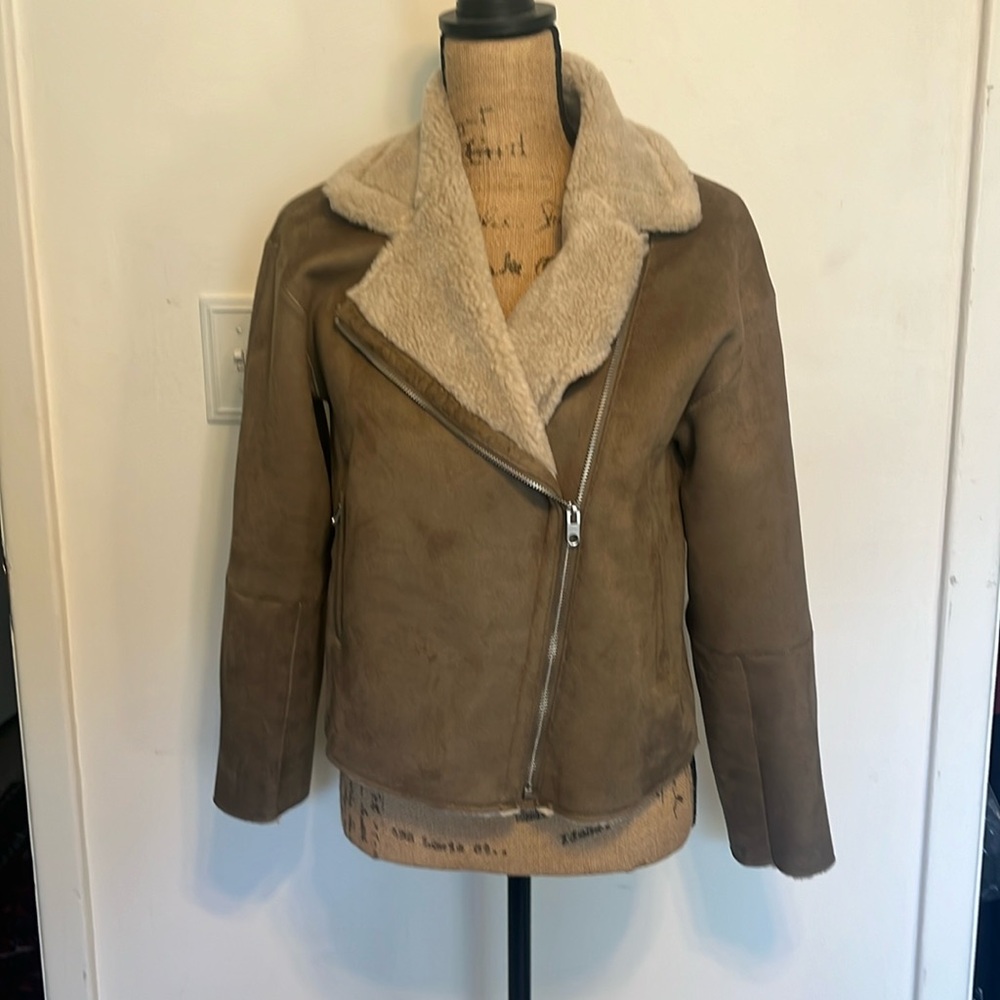 Zara outerwear jacket faux suede